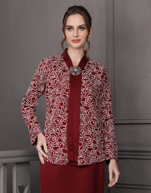 BAJU KEBAYA FREDA (MAROON)
